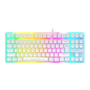 Ant Esports MK700 V2 Membrane TKL Wired Gaming Keyboard, 87 UV Coated Mechanical feel Keys Cool RGB Backlight Waterproof Keyboard for PC Laptop Mobile Tablets Gaming, Design and Work Mercury White